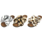 Women's Faux Fur Sandals - Animal Print, Assorted