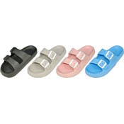 Women's Two Strap Pillow Slide Sandals - Assorted Colors, S-XL