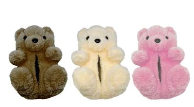 Childrens' Teddy Bear Slippers, Assorted, Small-XL