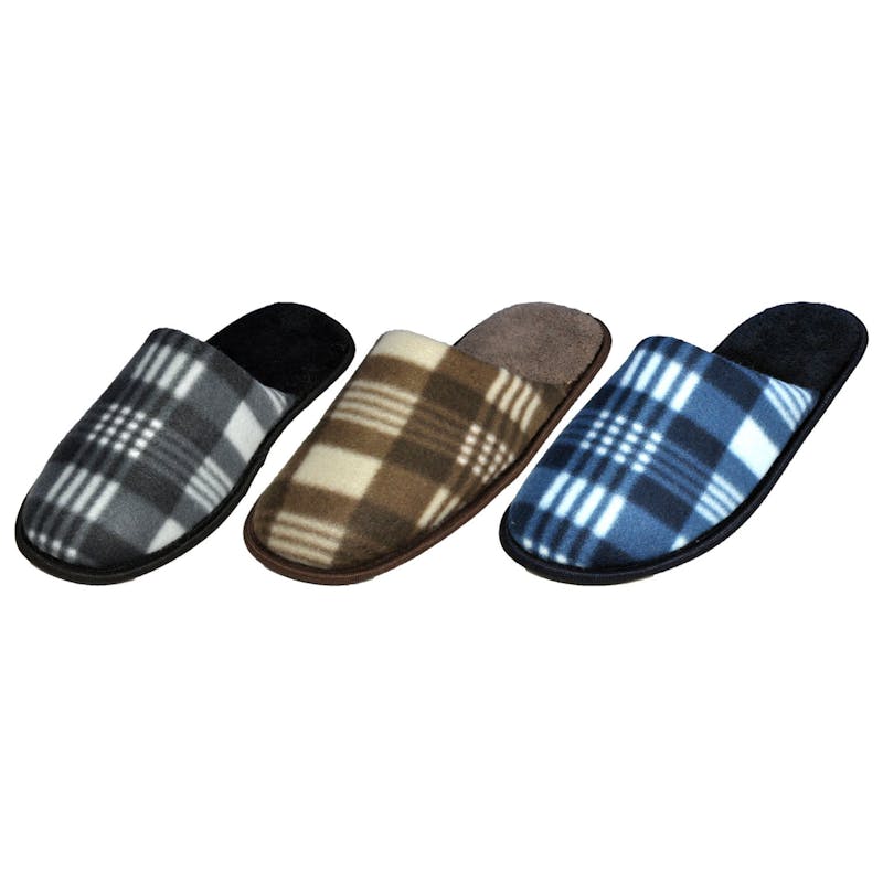 Men's Slippers - Plaid Top  Assorted Colors