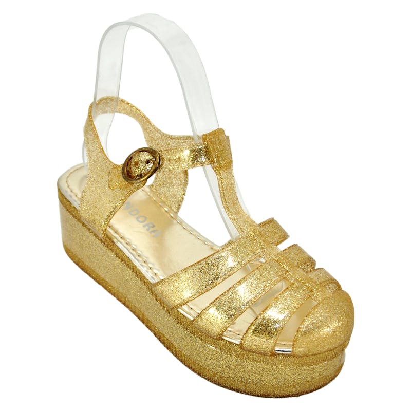Women's Platform Jelly Sandal - Gold Glitter