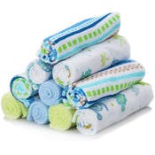 Terry Baby Washcloths - Blue Lines, 10 Pack