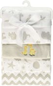 Cotton Flannel Receiving Blankets - Gray Patterns & Animals, 4 Pack