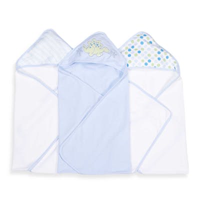 Baby Hooded Towels - Blue Dino, 3 Pack