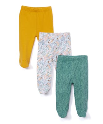 Baby Footed Pants - Green Forest, 6 Months, 3 Pack