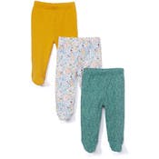 Baby Footed Pants - Green Forest, 0-3 Months, 3 Pack