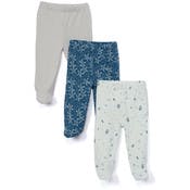 Baby Footed Pants - Blue, 9 Months, 3 Pack