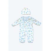 Baby Velour Bodysuit & Hat Sets - Blue, 0-3 Months
