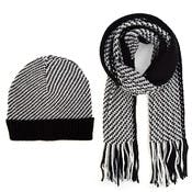 Men's Winter Sets - Black/White Tweed, Scarf and Hat