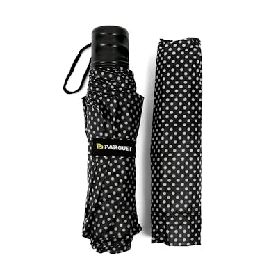 Hand-Open Telescopic Umbrellas - Black, Polka-Dots