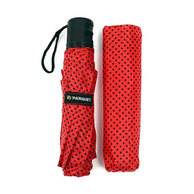 Hand-Open Telescopic Umbrellas - Red, Polka-Dots