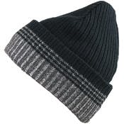 Adult Winter Beanie Hats - Black/Gray Cuff, Acrylic