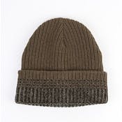 Adult Winter Beanie Hats - Taupe/Black Cuff, Acrylic