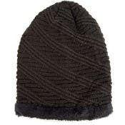 Winter Beanie Hats - Charcoal, Faux Fur Lined