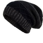 Adult Winter Beanie Hats - Charcoal Gray/Black, Oversized