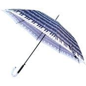 Auto Open Umbrellas - Navy/White, Musical Notes & Key Border