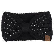 Winter Knitted Headband - Banded Knot, Black