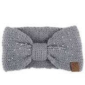 Women's Winter Knit Headbands - Banded Knot, Gray