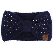 Women's Winter Knit Headband - Embellished, Navy