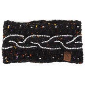 Women's Winter Headbands - Cable Knit, Rhinestones, Black
