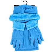 Women's Fleece Winter Sets - Scarf, Gloves & Hat, Turquoise
