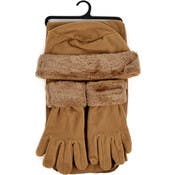 Women's Fleece Winter Set - Scarf, Gloves & Hat, Camel