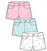 Girls Woven Shorts - Size 7-16, White, 12pcs