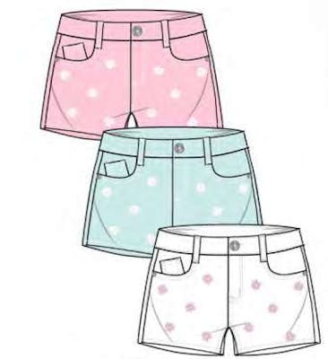 Girls Woven Shorts - Size 4-6X, Blue, 12pcs