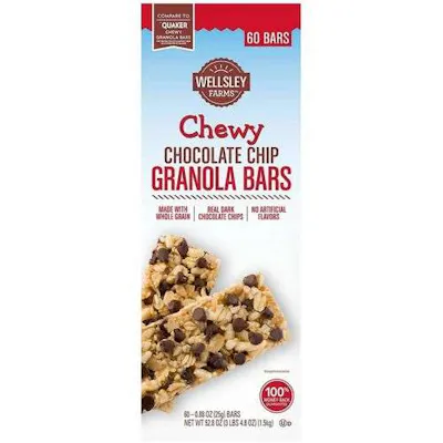 Wellsley Farms Chocolate Chip Granola Bars - 60 Pack