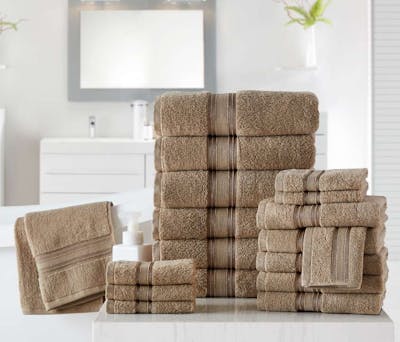 100% Cotton Spa Collection 18-Piece Bath Towels