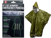 Olive Green Emergency Aluminized Poncho - 67" x 39"