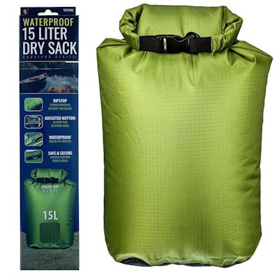 15L Waterproof Green Dry Sacks - 20.5" x 14.5"