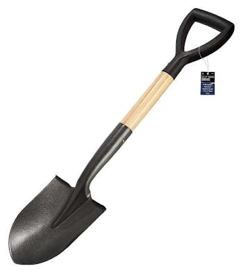 Knurled D-handle 45 HRC Hardness Steel Round Shovel, Wood Handle - 28.25"