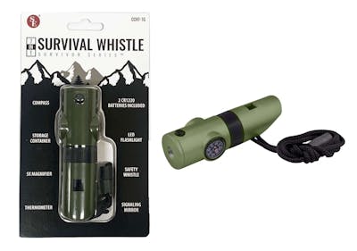 7-in-1 Survival Whistles, 4" - Green