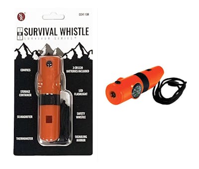 7-in-1 Survival Whistles, 4" - Orange