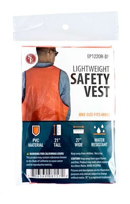 Orange PVC Disposable Safety Vest, 21" x 27"