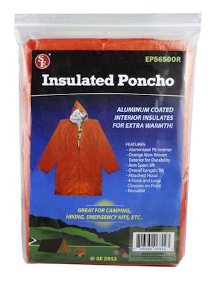 Aluminum Coated Insulated Poncho, 5' x 6' - Orange