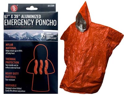 Orange Emergency Aluminized Poncho - 67" x 39"