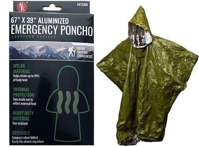 Olive Green Emergency Aluminized Poncho - 67" x 39"