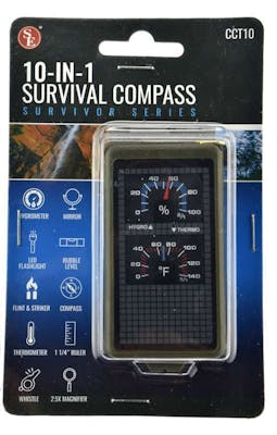 10-in-1 Camping/Survival Compass - 3" x 1.5"