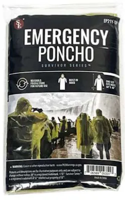 Yellow Emergency Poncho - 50" x 40"