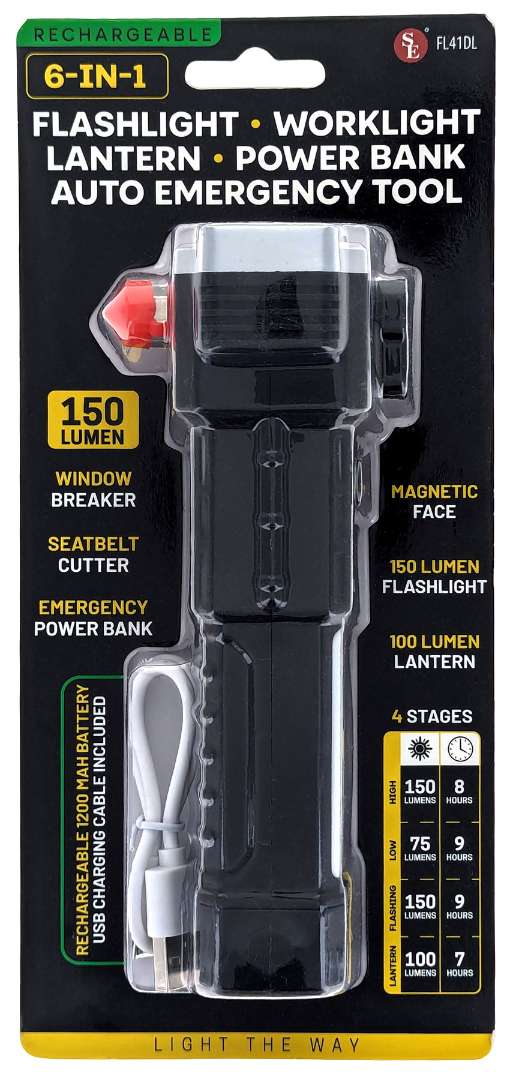 6-in-1 Rechargeable Flashlight - Assorted