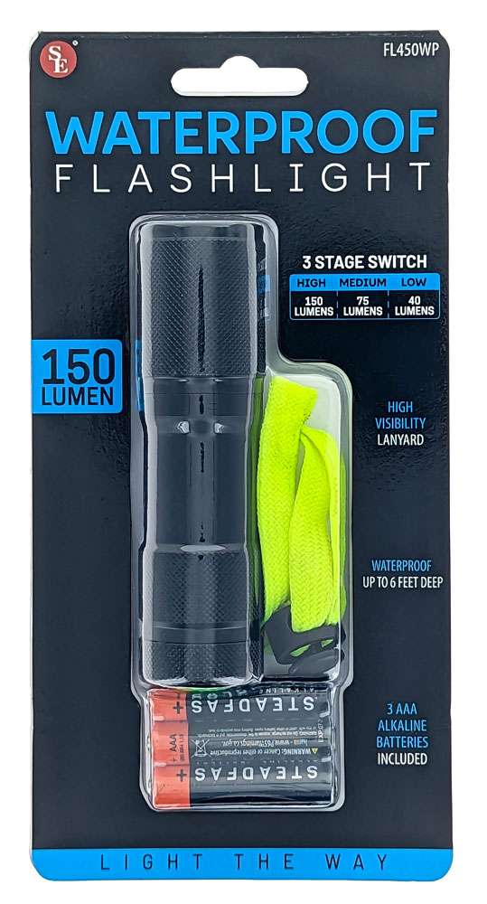 50 Lumen Black Aluminum Flashlight with Lanyard - 4"