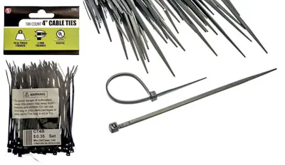 100-Piece Set Cable Ties, Black - 4" x 2.5MM