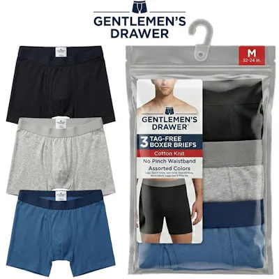 Men's Boxer Briefs - 3 Pack, Size S-XL