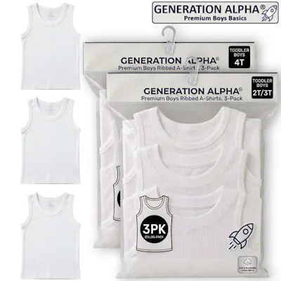 Toddler Boys' Ribbed A-Shirts - 3 Pack, Size 2T-4T