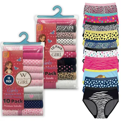 Girls' Cotton Panties - 10pk, Size 4-14