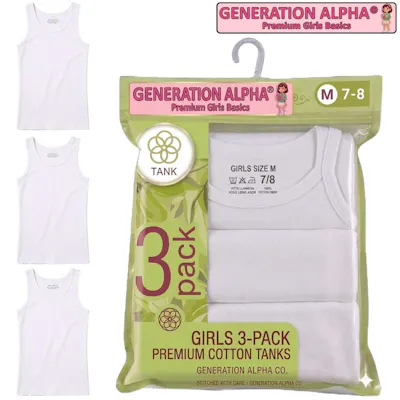Girls' Tank Tops - 3 Pack, Size S-XL