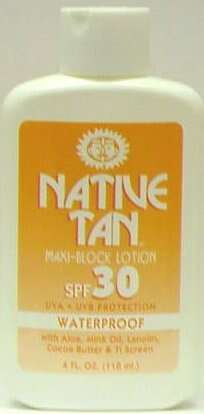 native tan suntan lotion