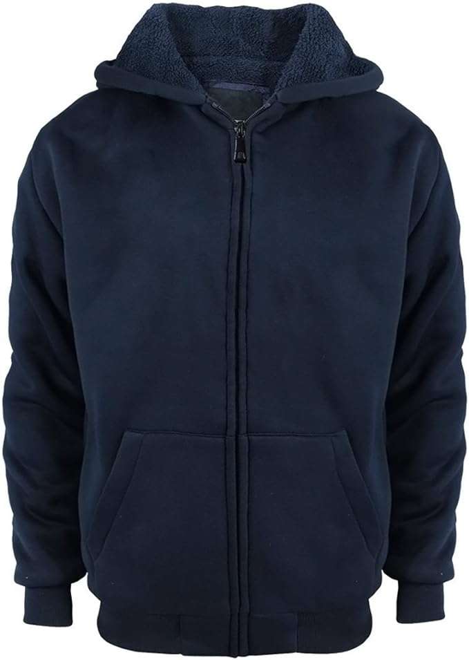 Youth Full Zip Hoodies - Navy, S-XL, Sherpa-Lined